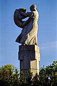 Oslo, Norway. Vigeland Park. Sculptures of the bridge, woman fighting small lizard, ca. 1930. Granite.  